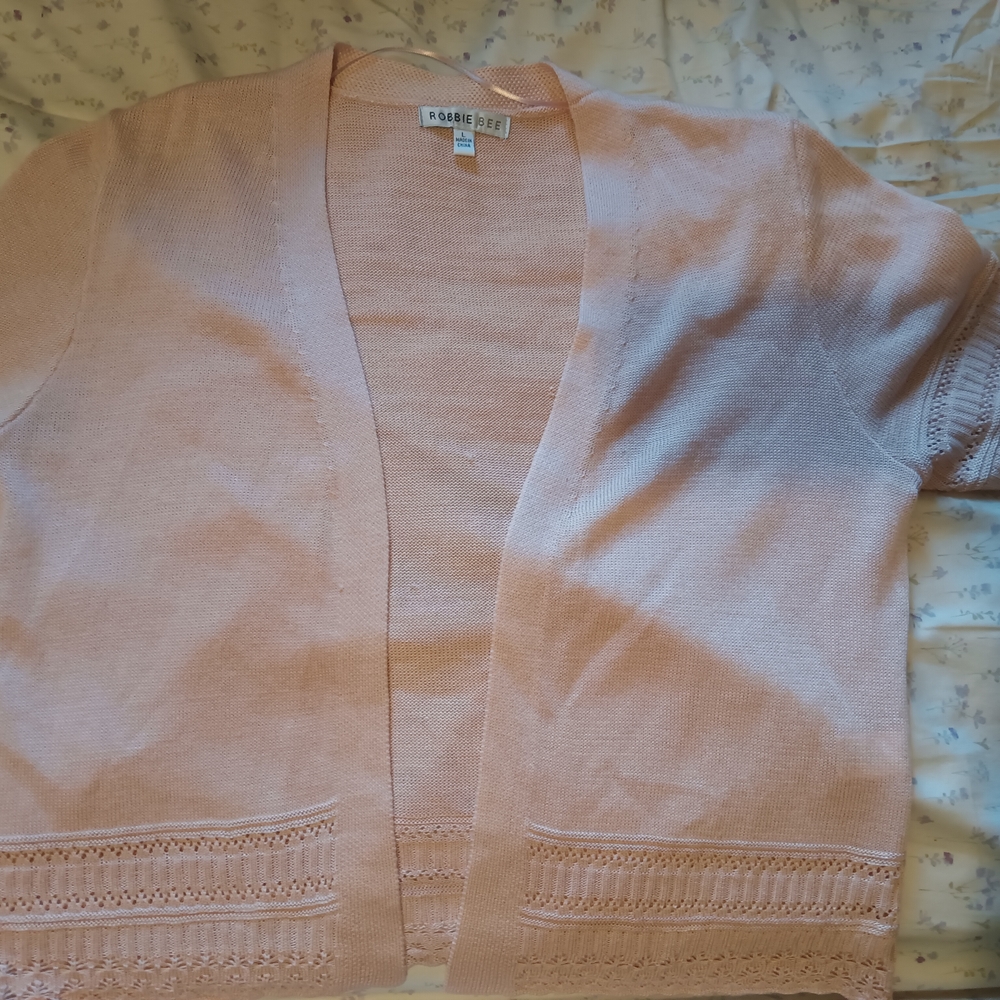 Robbie Bee Women's Soft Pink Open-Front Cardigan